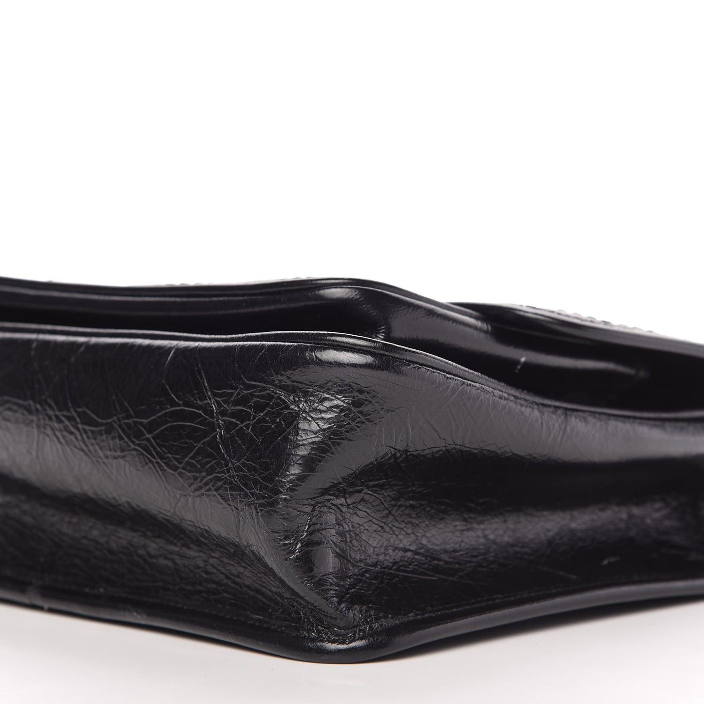 Crinkled Calfskin Matelasse Monogram Medium Niki Chain Satchel Black