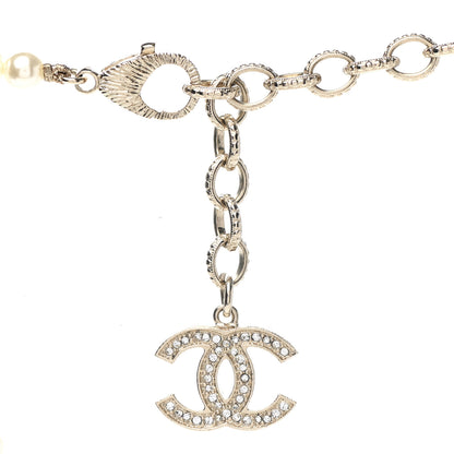 Chanel Pearl Crystal Lace Camellia Necklace Gold 5 of 6