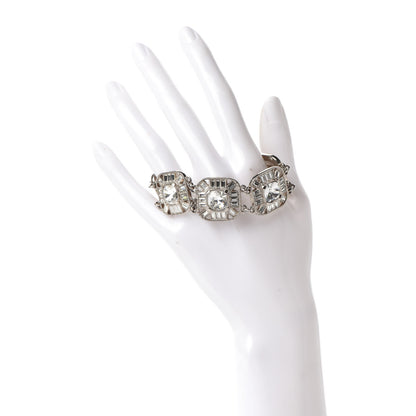 Chanel Crystal CC Cuff Bracelet Silver 2 of 4