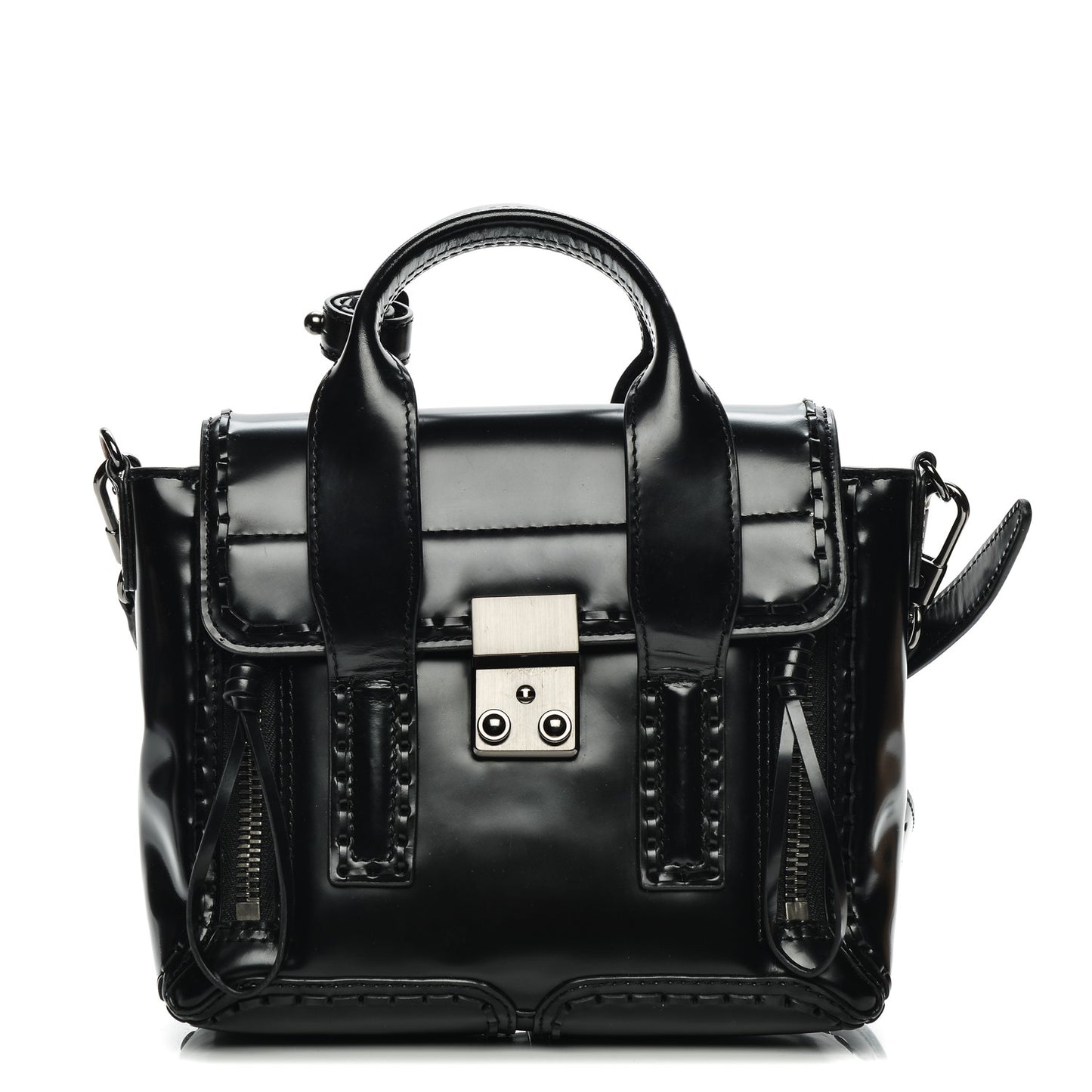 3.1 Glace Calfskin Stitch Mini Pashli Satchel Black