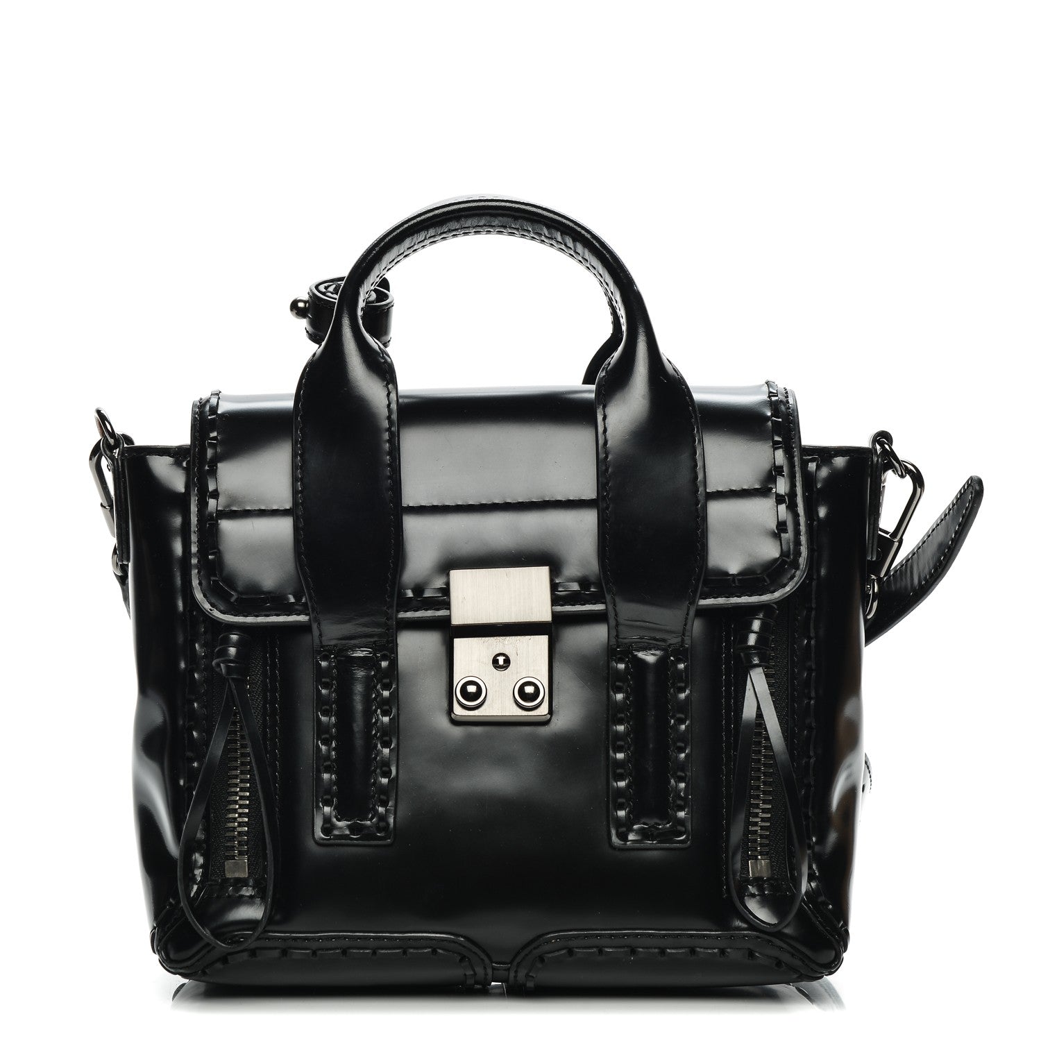 3.1 Phillip Lim 3.1 Glace Calfskin Stitch Mini Pashli Satchel Black 1 of 6