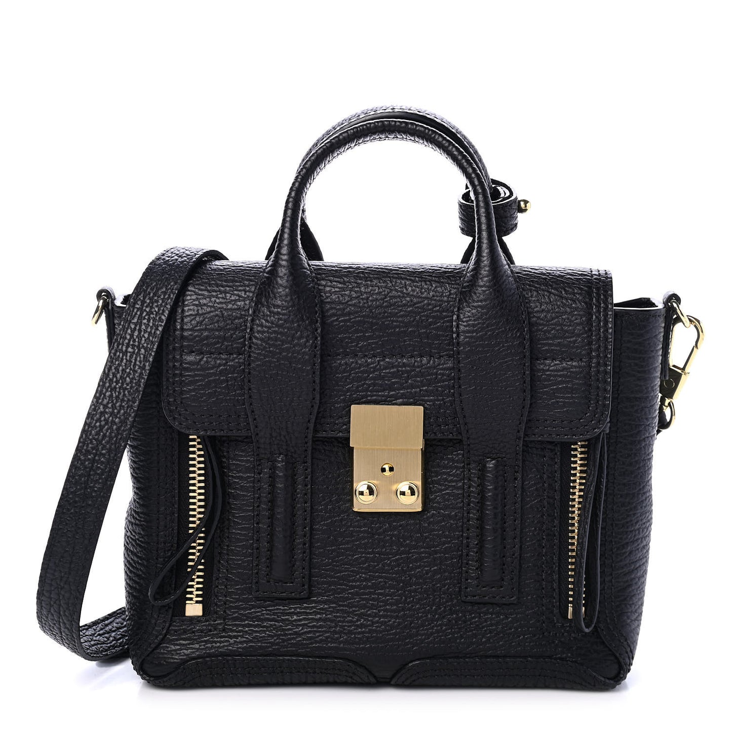 Textured Calfskin Mini Pashli Satchel Black