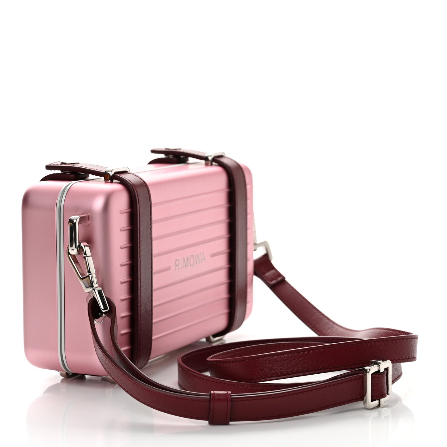 X RIMOWA Aluminum Personal Clutch On Strap Rose