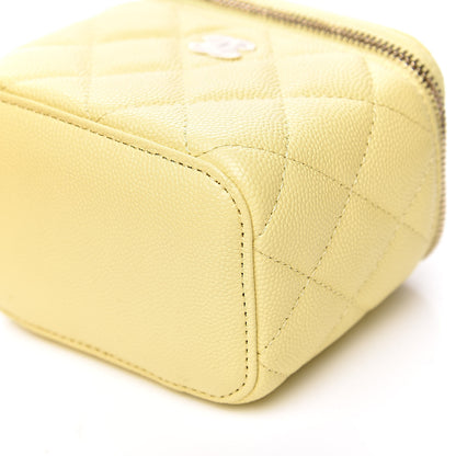Chanel Caviar Quilted Mini Vanity Case With Chain Yellow 9 of 10