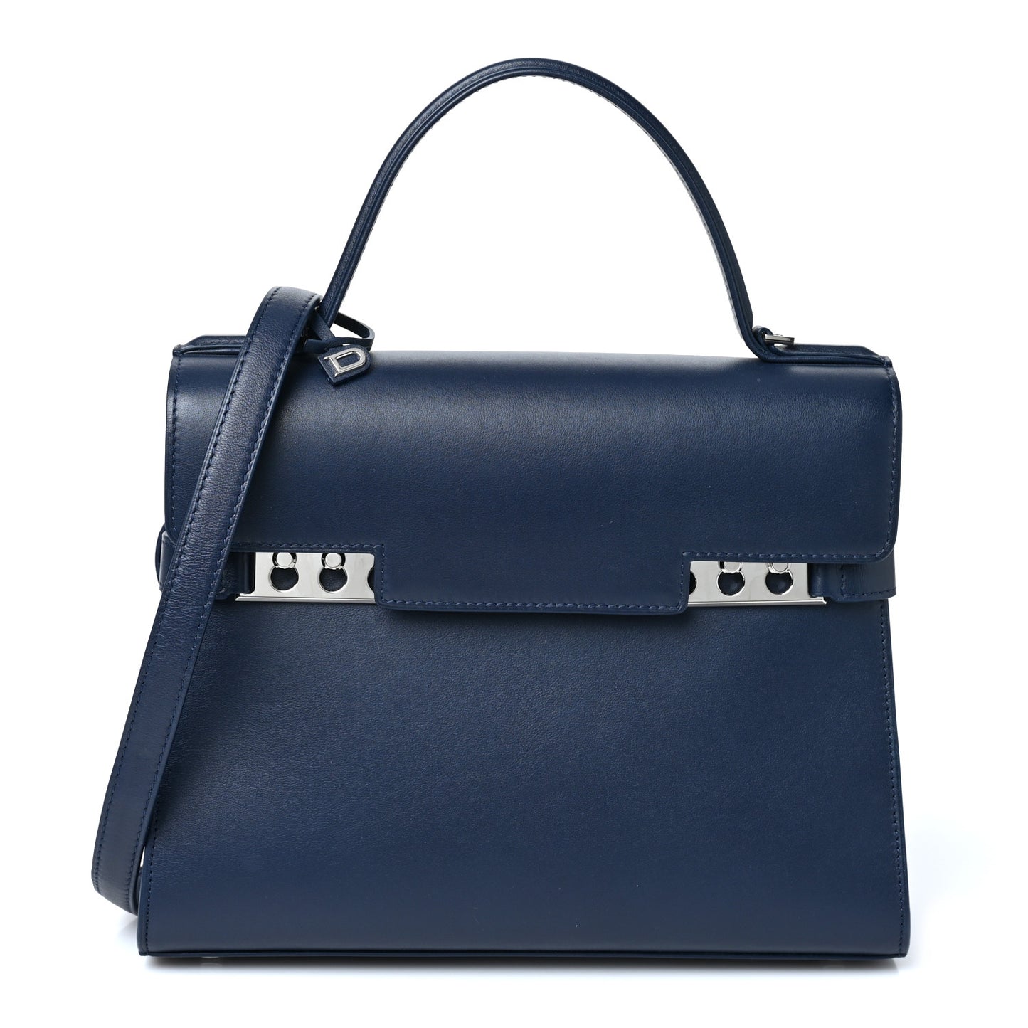 Calfskin MM Tempete Satchel Navy