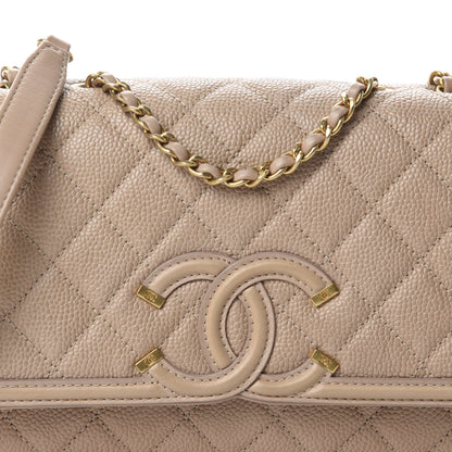 Chanel Caviar Quilted Small CC Filigree Flap Beige 10 of 11