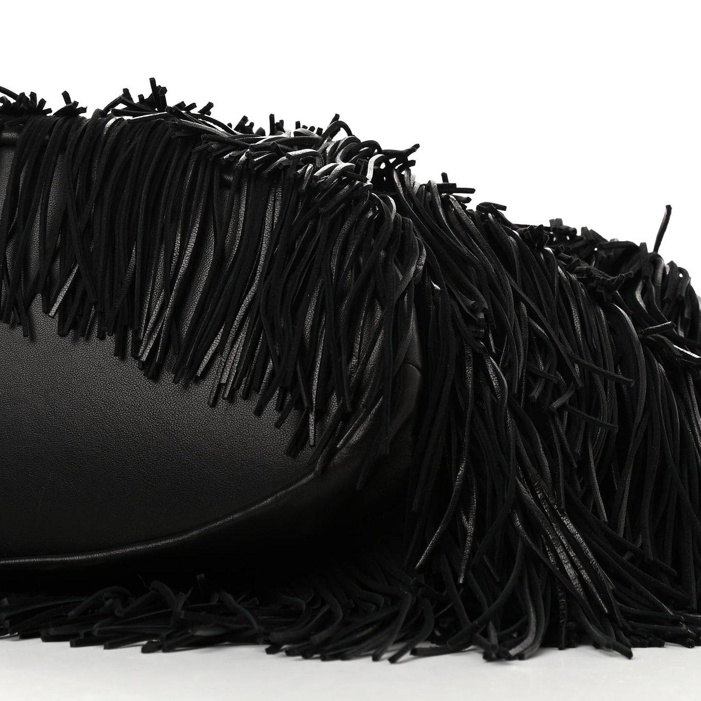 Calfskin Panier Fringe Tote Black