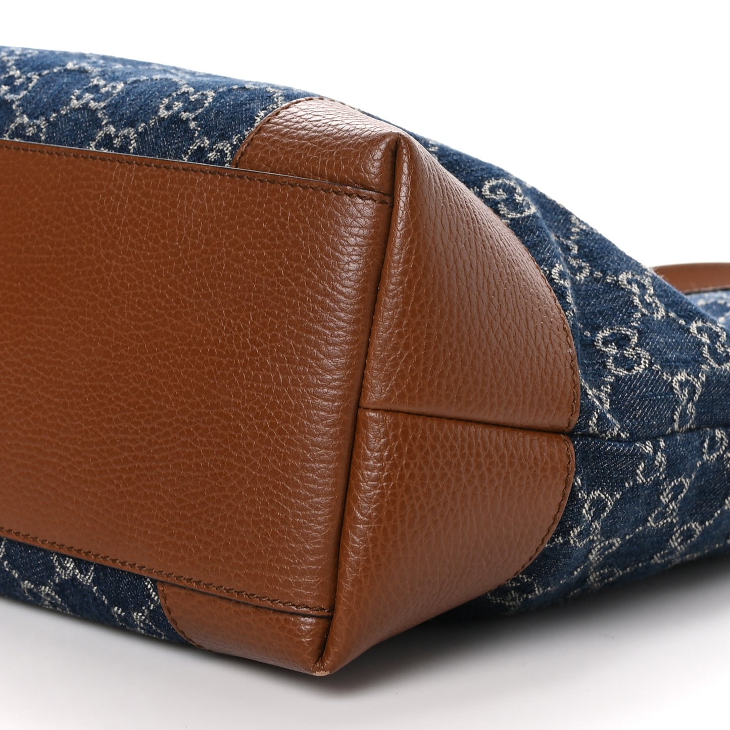 New Denim GG Monogram Medium Ophidia Shopping Tote Blue Tea Cuir