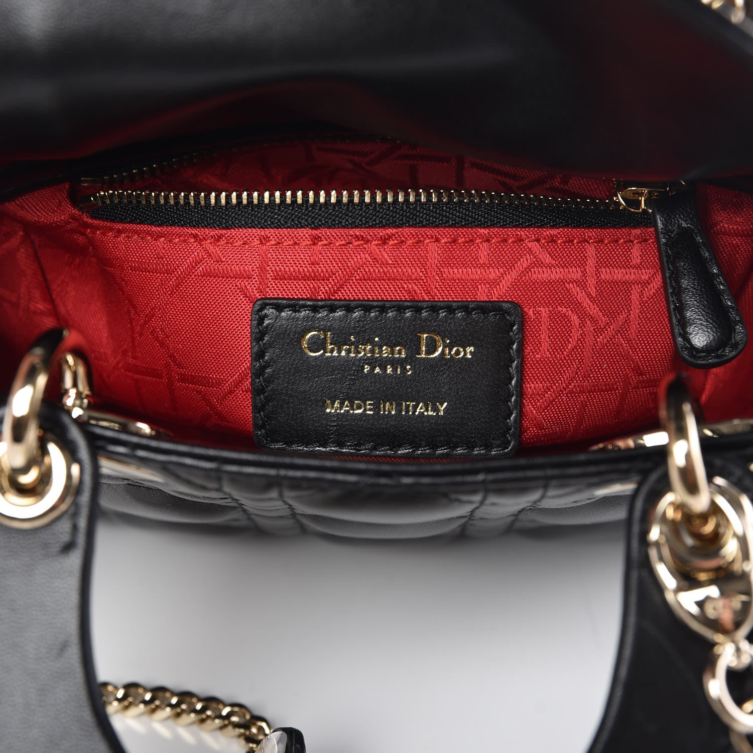 Christian Dior Lambskin Cannage Mini Lady Dior Black 6 of 7