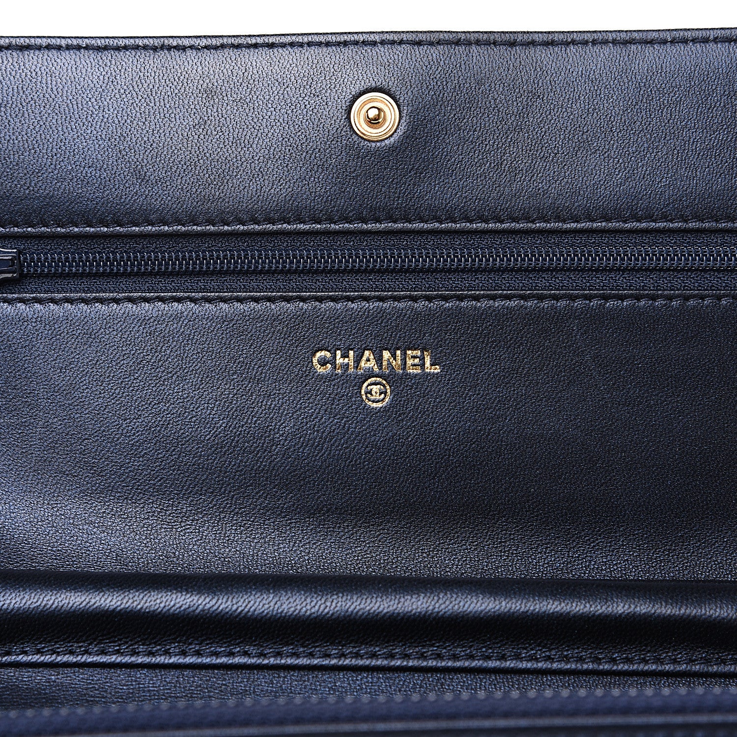 Chanel Goatskin Camellia Embossed Wallet On Chain WOC Navy 5 of 11