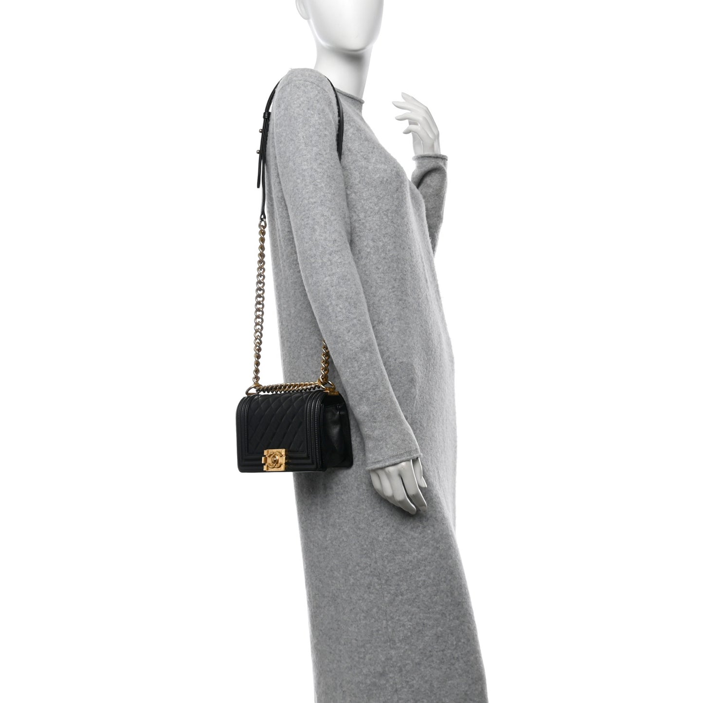 Lambskin Quilted Small Boy Flap Black