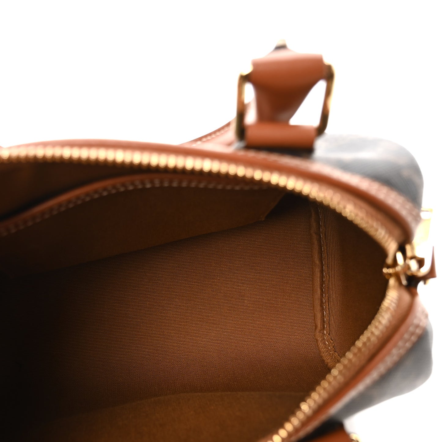 Triomphe Canvas Calfskin Small Boston Bag Tan