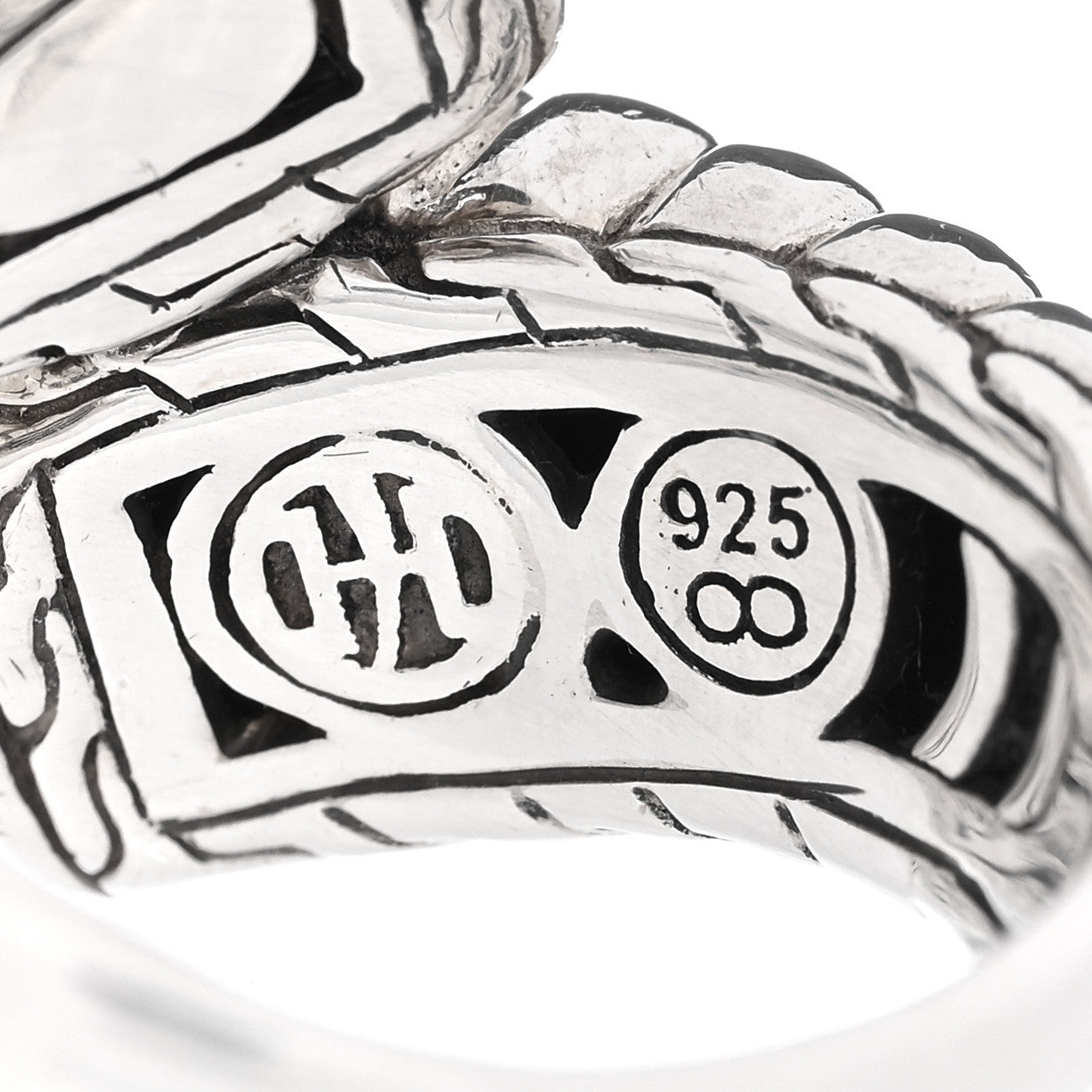 John Hardy Sterling Silver Hematine Bedeg Bypass Ring 54 7 4 of 4
