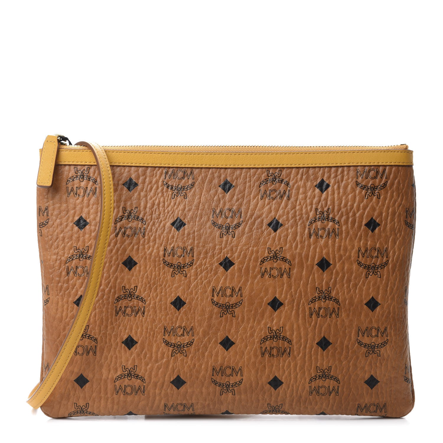 MCM Visetos Crossbody Pouch Cognac Yellow 1 of 11