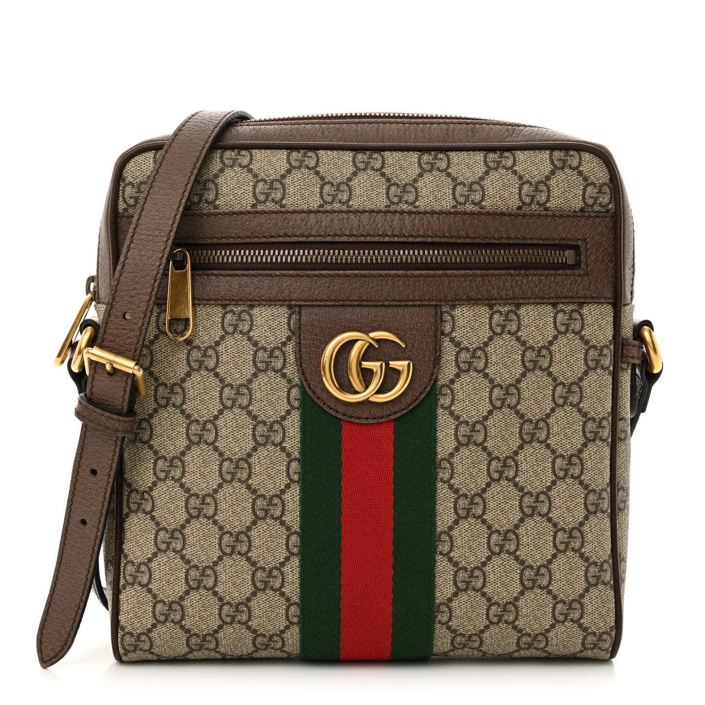 GG Supreme Monogram Web Small Ophidia Messenger Bag Brown