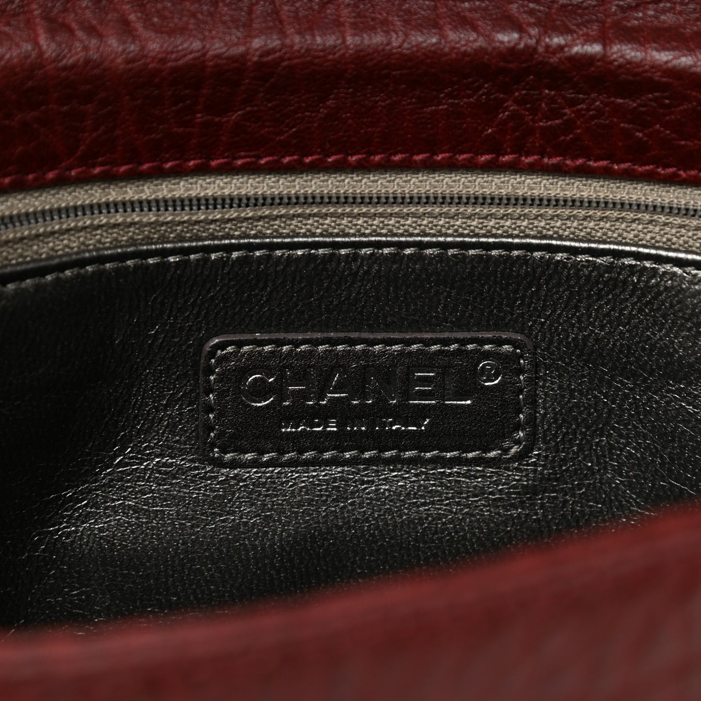 Distressed Lambskin Lady Braid Flap Burgundy