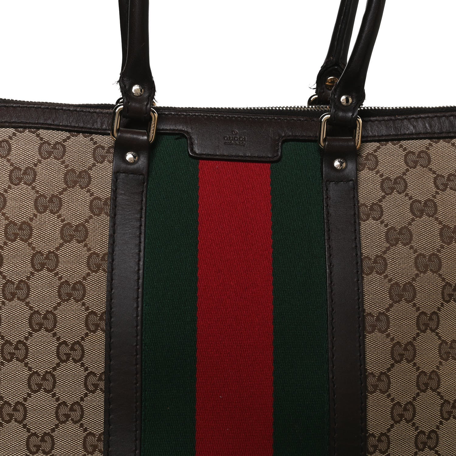 Gucci GG Canvas Vintage Web Large Tote Brown 9 of 12