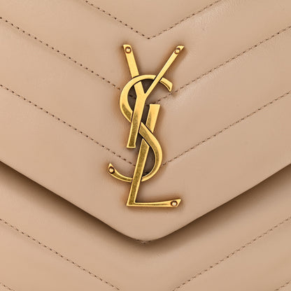 Saint Laurent Calfskin Y Quilted Monogram Medium Loulou Chain Satchel Dark Beige 13 of 15
