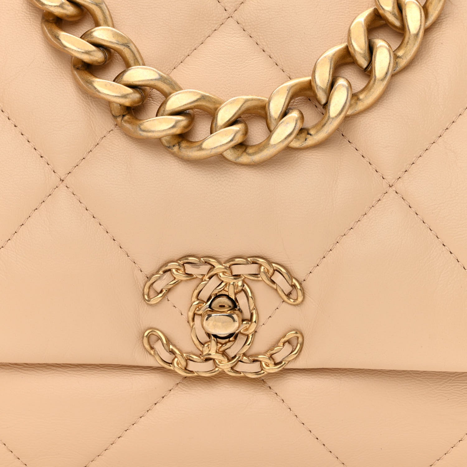 Chanel Goatskin Quilted Large Chanel 19 Flap Beige 8 of 11