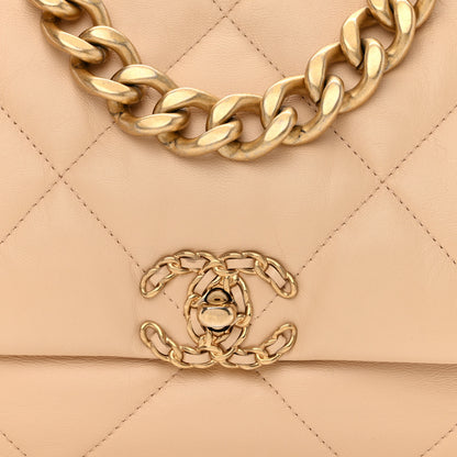 Chanel Goatskin Quilted Large Chanel 19 Flap Beige 8 of 11