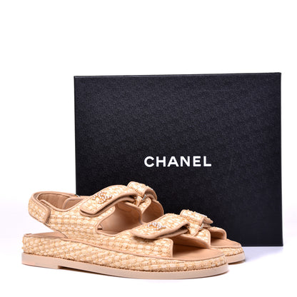 Chanel Braided Fabric Velcro Dad Sandals 38.5 Beige 11 of 11