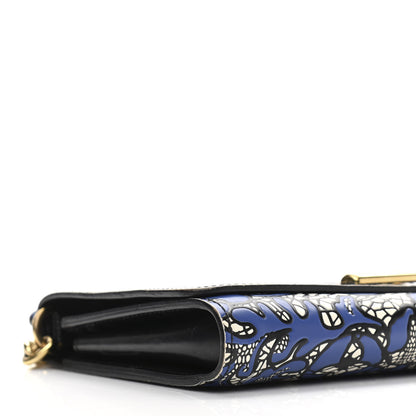 Louis Vuitton Calfskin Lace Flower Inlay Twist Chain Wallet Navy Black 8 of 9
