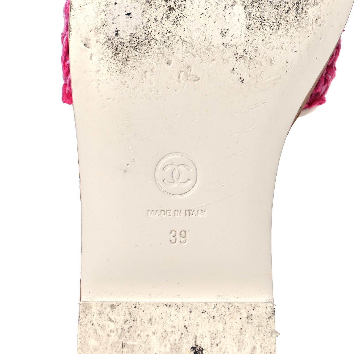 Tweed Cork Mule Sandal 39 Pink White