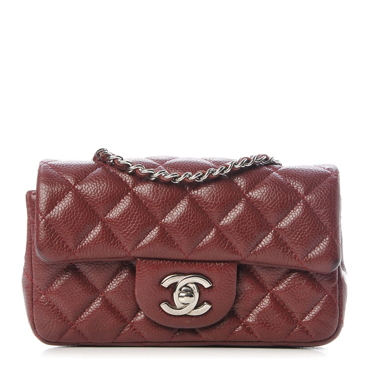 Caviar Quilted Extra Mini Flap Burgundy