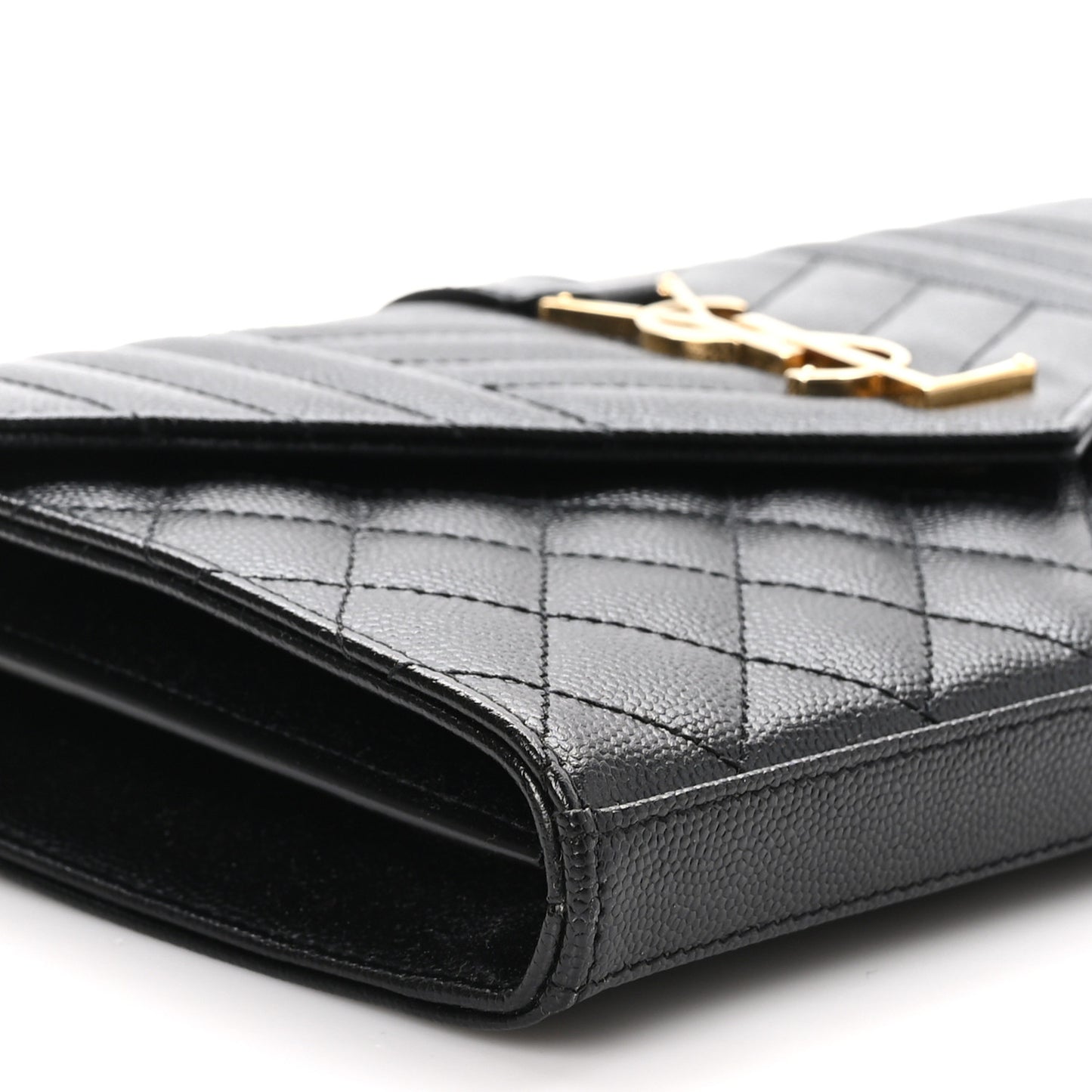 Grain De Poudre Mixed Matelasse Triquilt Monogram Chain Wallet Black