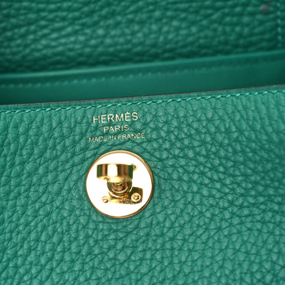 Hermes Taurillon Clemence Mini Lindy 20 Vert Vertigo 7 of 12