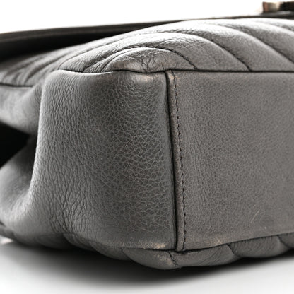 Saint Laurent Sheepskin Matelasse Chevron Monogram Medium College Bag Grey 10 of 17