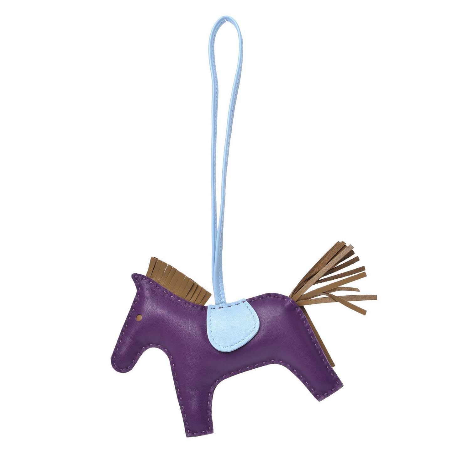 Milo Lambskin Grigri Rodeo Horse Bag Charm MM Violet Celeste Kraft