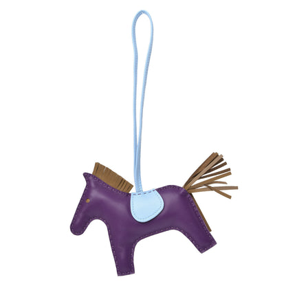 Hermes Milo Lambskin Grigri Rodeo Horse Bag Charm MM Violet Celeste Kraft 1 of 4
