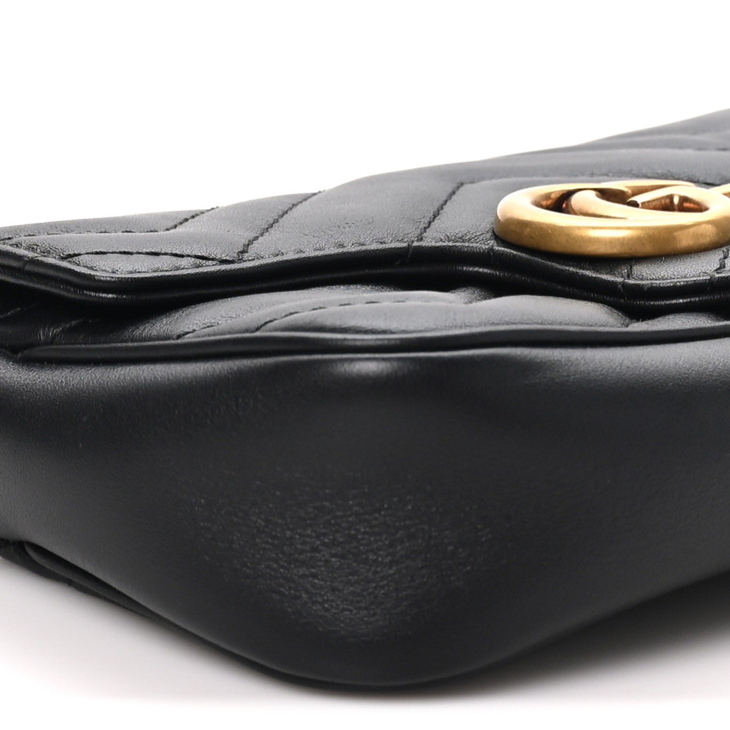 Gucci Calfskin Matelasse Super Mini GG Marmont Shoulder Bag Black 9 of 10