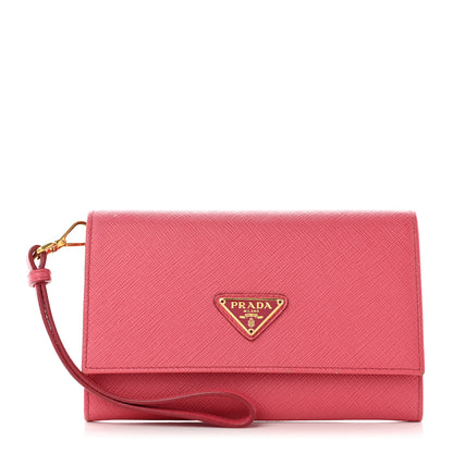 Prada Saffiano Triangle Wristlet Wallet Peonia 1 of 10