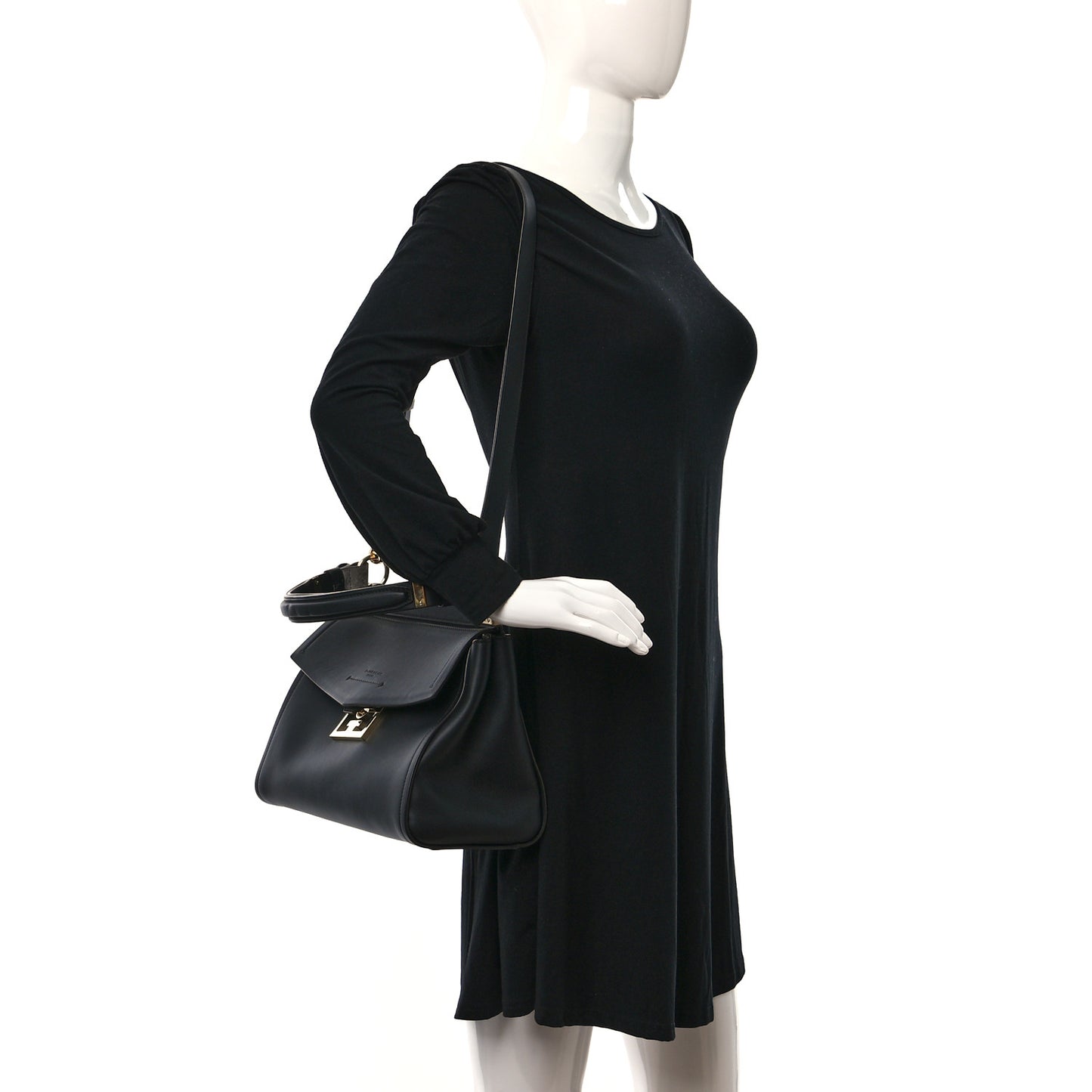 Calfskin Small Mystic Shoulder Bag Black