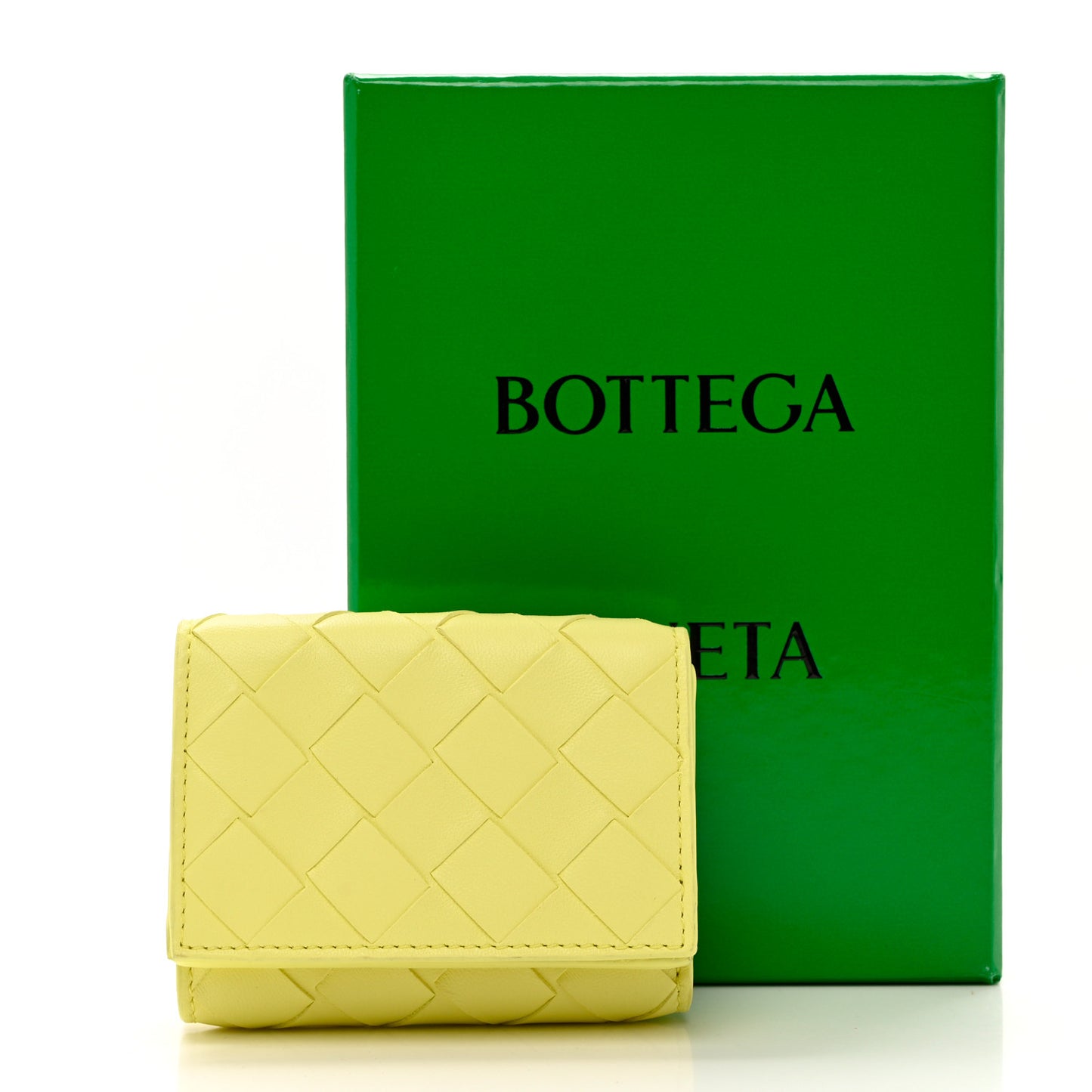 Nappa Intrecciato Trifold Wallet Kiwi