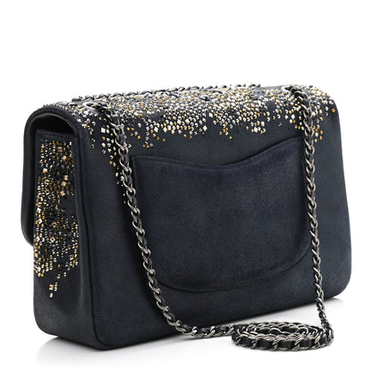 Chanel Oxidized Goatskin Strass Buonasera Medium Flap Dark Blue 2 of 10