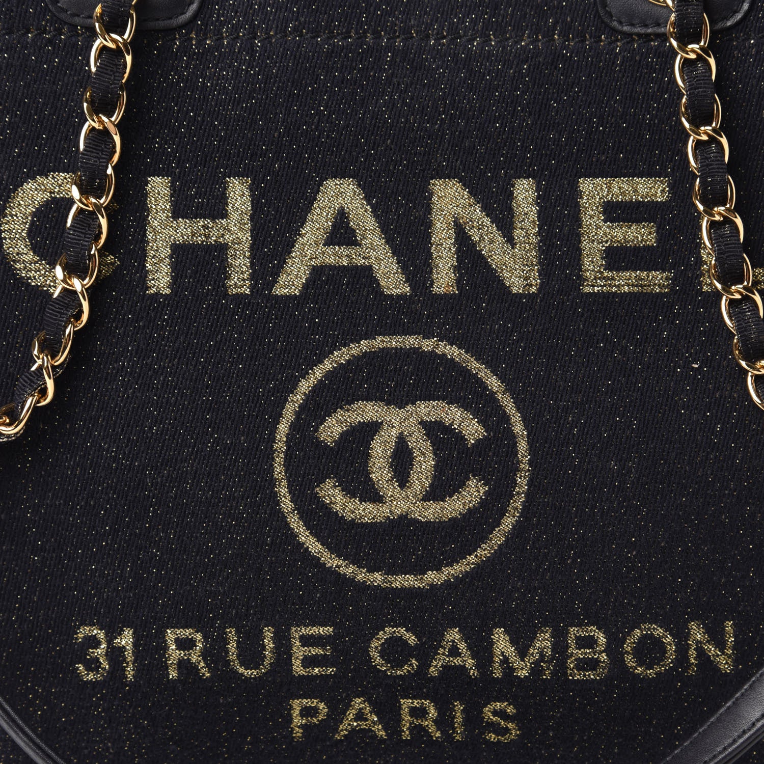 Chanel Lurex Canvas Mini Deauville Tote Navy Blue Gold 10 of 11