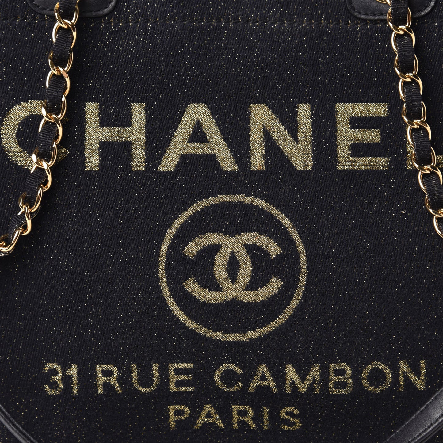 Lurex Canvas Mini Deauville Tote Navy Blue Gold