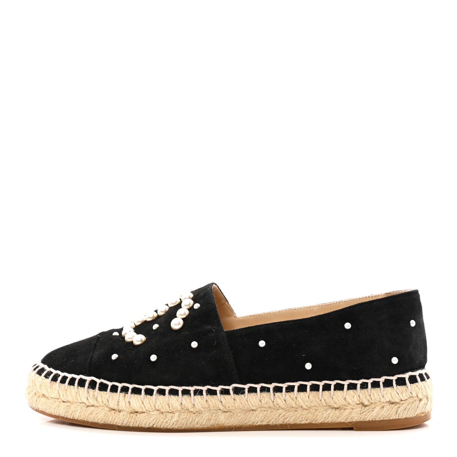 Chanel Suede Pearl CC Espadrilles 37 Black 1 of 11