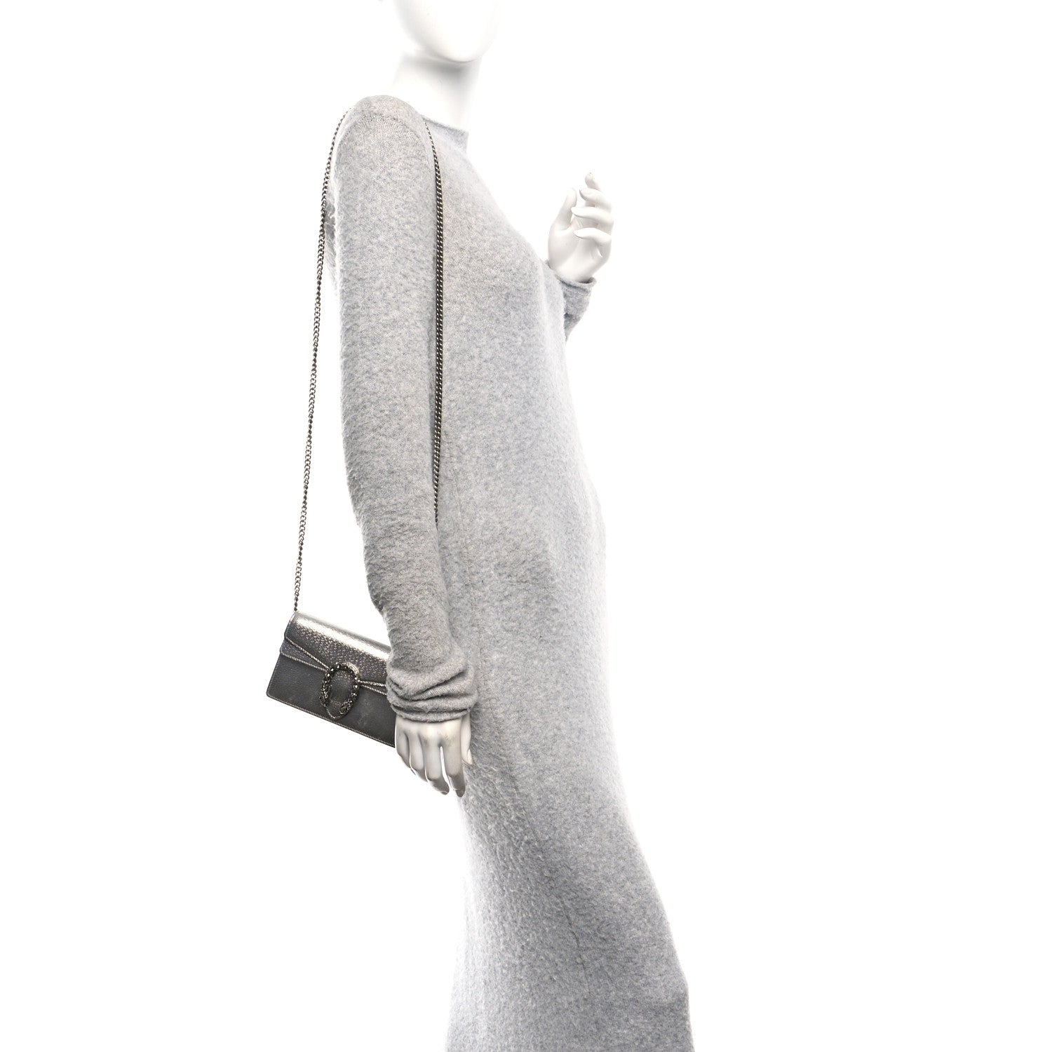 Gucci Metallic Calfskin Super Mini Dionysus Shoulder Bag Silver 2 of 10