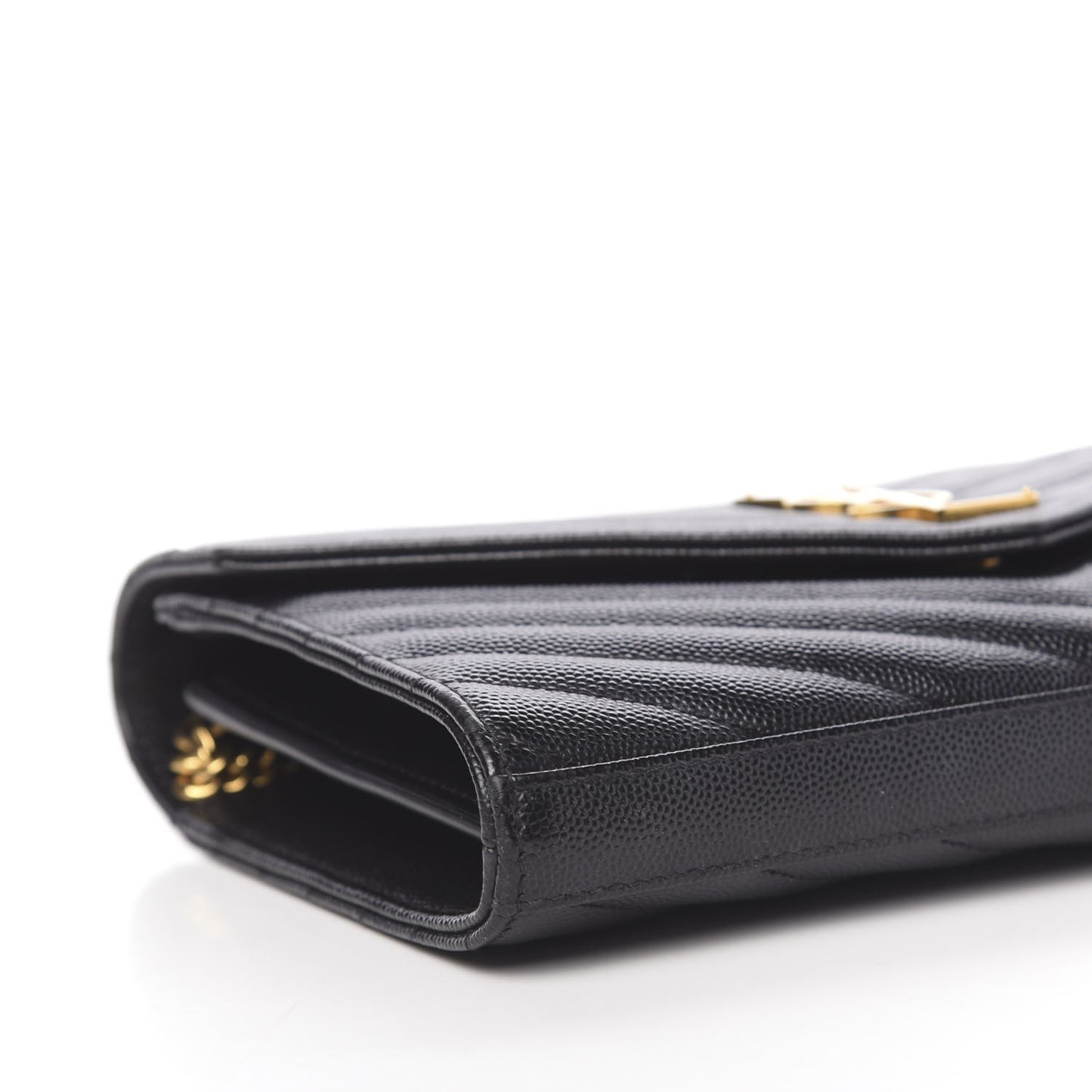 Grain De Poudre Matelasse Chevron Monogram Chain Wallet Black