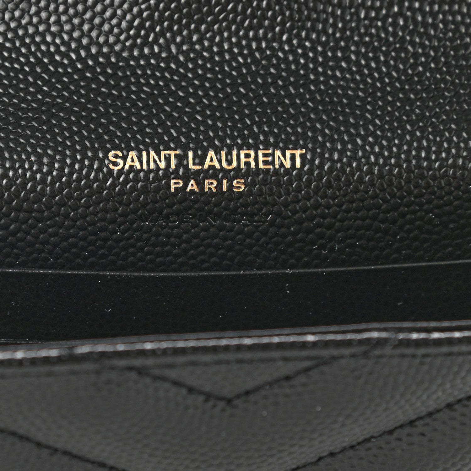 Saint Laurent Grain De Poudre Matelasse Chevron Small Monogram Envelope Wallet Black 6 of 8