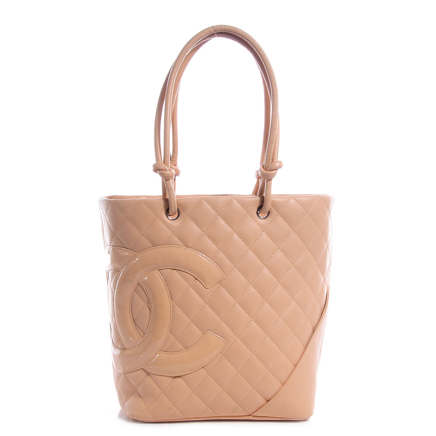 Calfskin Quilted Small Cambon Tote Beige
