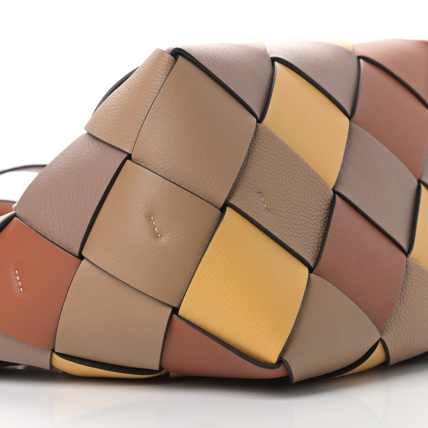 Calfskin Small Woven Basket Surplus Bag Hazelnut Camel