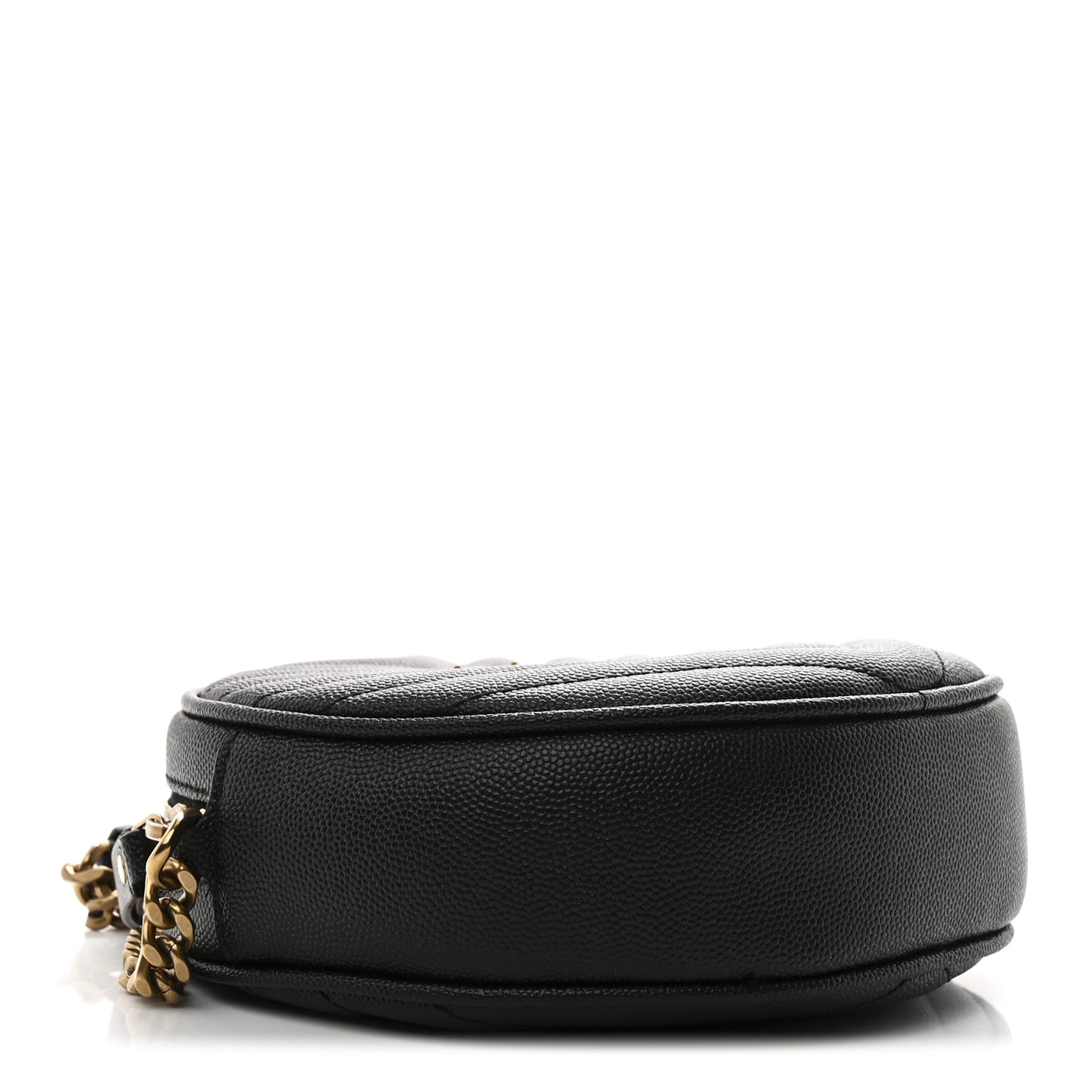 Grain De Poudre Matelasse Chevron Quilted Round Vinyle Camera Bag Black
