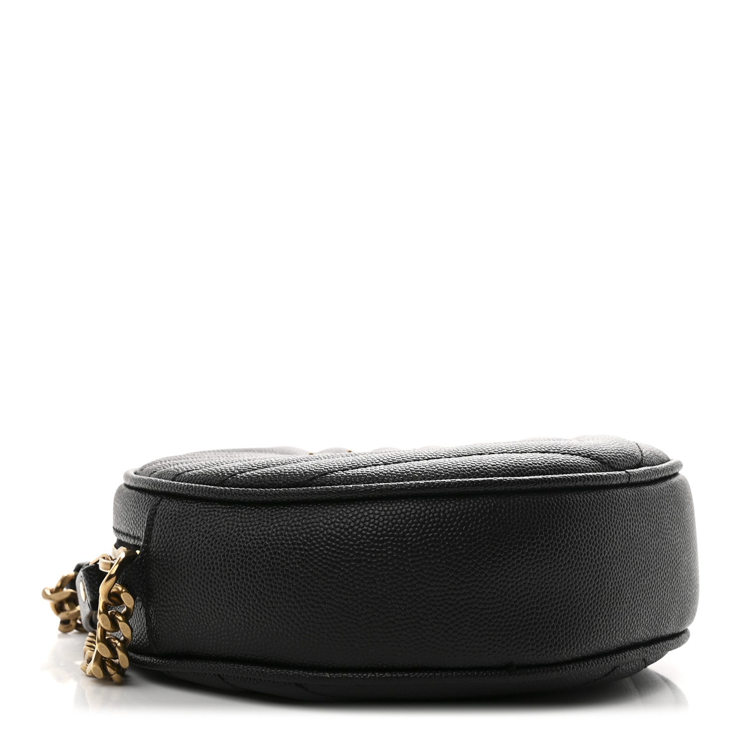 Saint Laurent Grain De Poudre Matelasse Chevron Quilted Round Vinyle Camera Bag Black 4 of 10