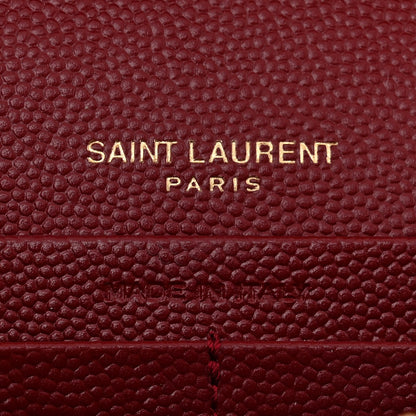 Saint Laurent Grain De Poudre Matelasse Chevron Monogram Chain Wallet Opyum Red 6 of 11