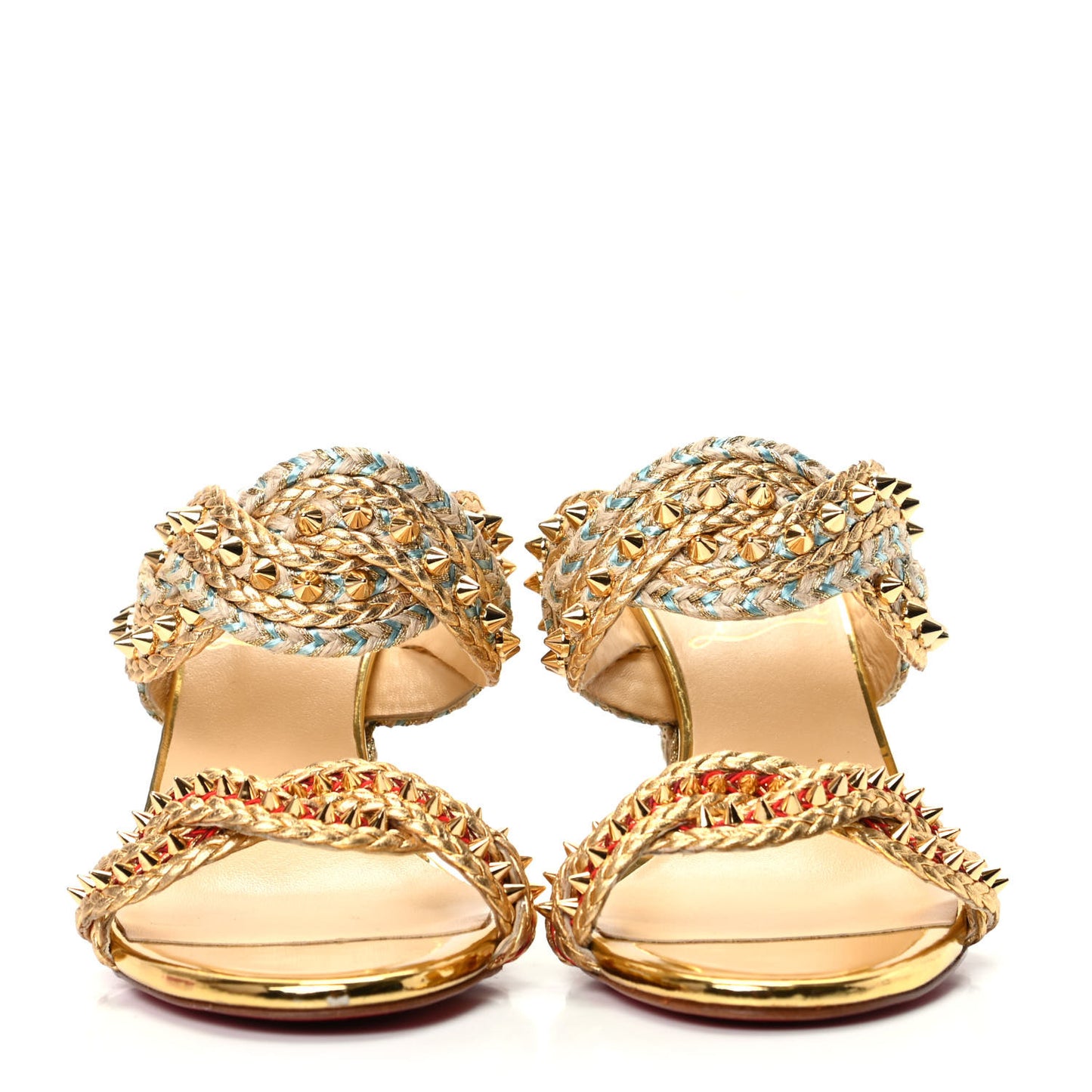 Calfskin Rope Normandie 85 Wedge Slide Sandals 36 Gold
